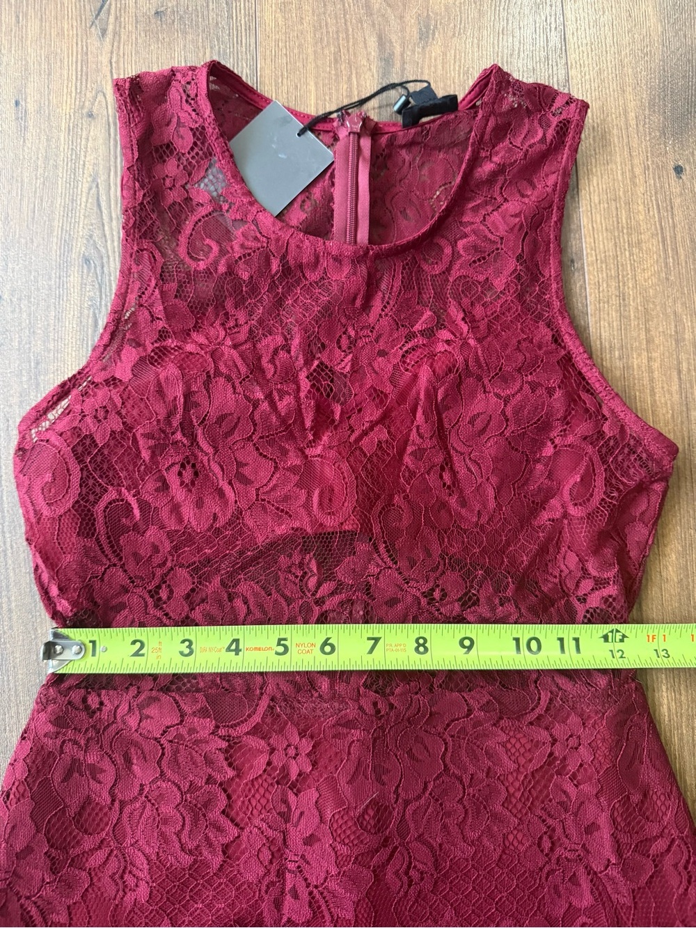 NBD Women’s Wine Red Floral Lace Sheath Cocktail Midi Dress Size S NWT - Picture 8 of 11